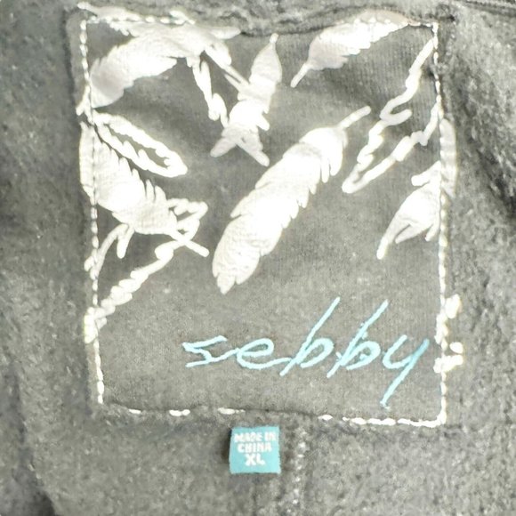 Sebby Hooded Peacoat Women's XL Black Long Sleeve Collar Button Closure Pockets - Picture 7 of 11